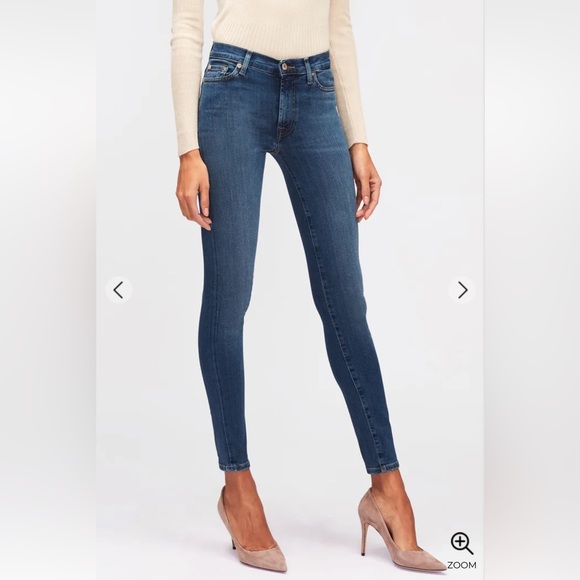 7 For All Mankind sz 27 HIGH WAIST SKINNY SLIM ILLUSION LUXE LOVESTORY - Picture 2 of 9